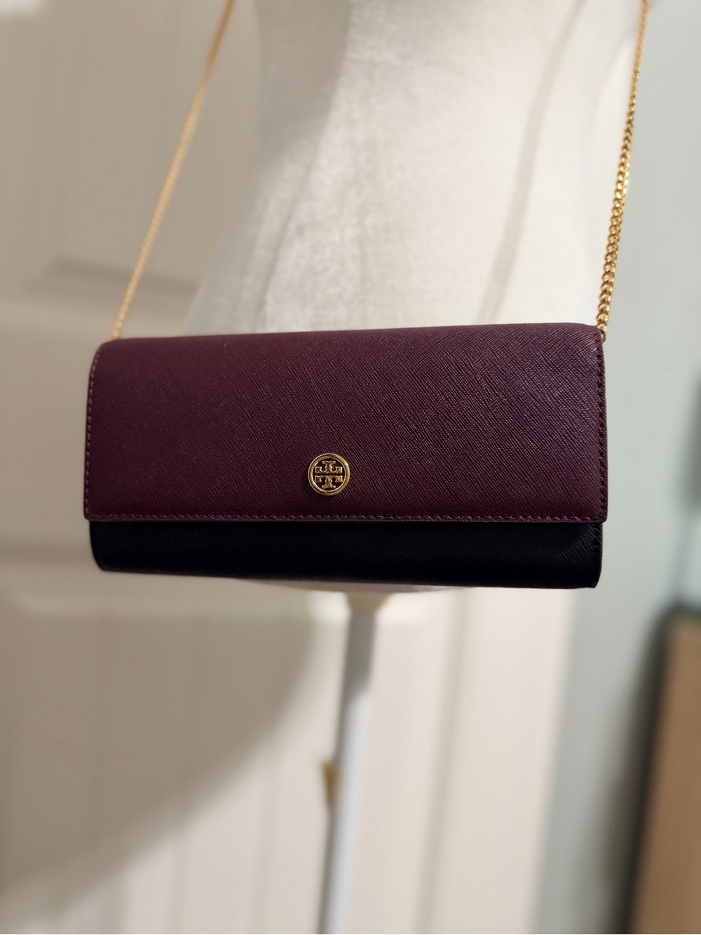 Tory Burch Emerson Color Block Wallet on Chain
